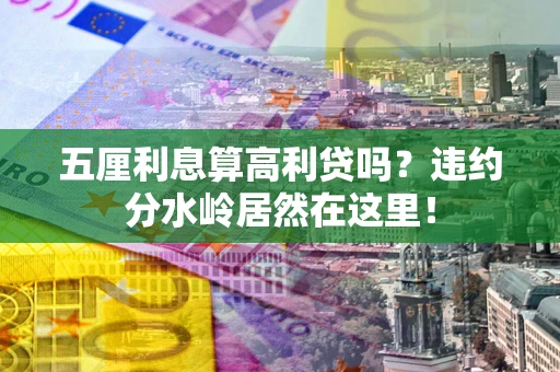 武汉五厘利息算高利贷吗？违约分水岭居然在这里！