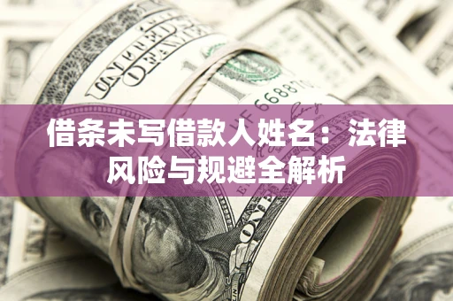 武汉借条未写借款人姓名：法律风险与规避全解析